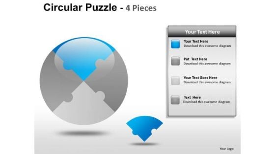 Point Circular Puzzle 4 Pieces PowerPoint Slides And Ppt Diagram Templates