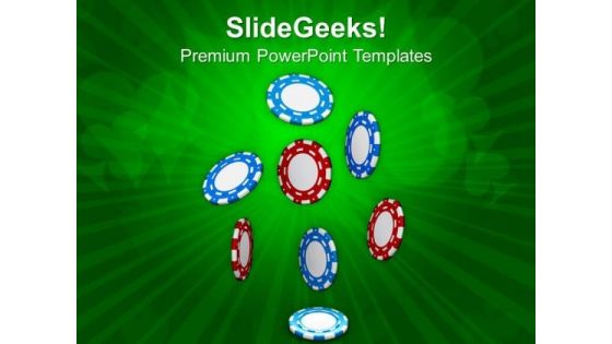 Poker Chips For Casino Theme Game PowerPoint Templates Ppt Backgrounds For Slides 0513