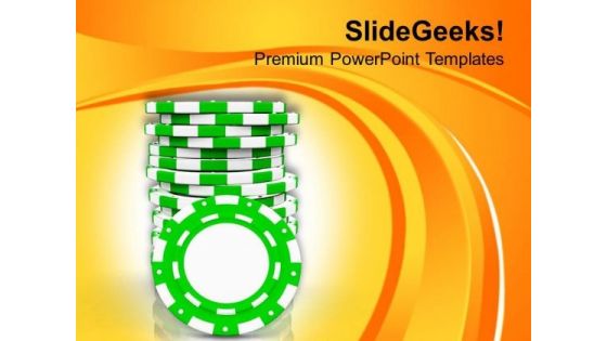 Poker Chips For Casino Theme PowerPoint Templates Ppt Backgrounds For Slides 0513