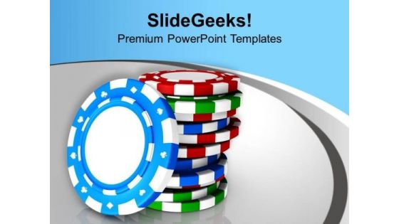 Poker Chips For Royal Casino Theme PowerPoint Templates Ppt Backgrounds For Slides 0513