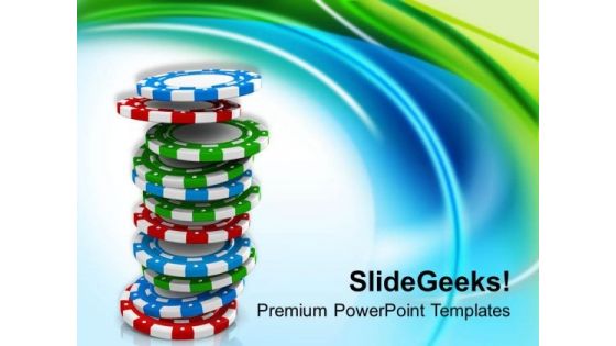 Poker Gambling Chips Entertainment PowerPoint Templates Ppt Backgrounds For Slides 0413