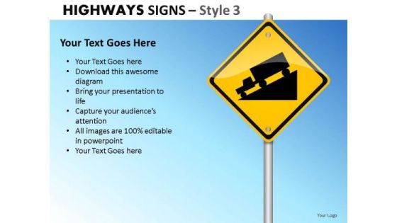 Pole Highways Signs 3 PowerPoint Slides And Ppt Diagram Templates