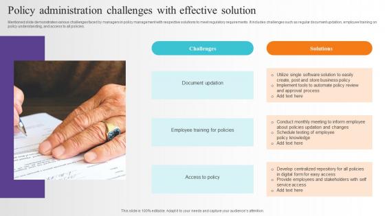 Policy Administration Challenges With Effective Solution Background Pdf