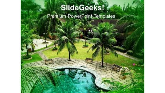 Pool With Green Tree Background PowerPoint Templates Ppt Backgrounds For Slides 0613