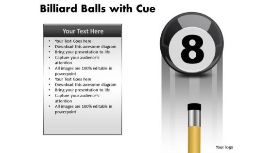 Poolball Billiard Balls With Cue PowerPoint Slides And Ppt Diagram Templates