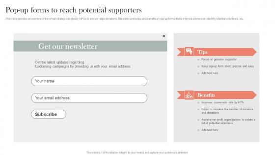 Pop Up Forms To Reach Potential Supporters Efficient Nonprofit Marketing Inspiration Pdf