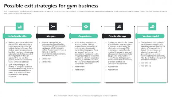 Possible Exit Strategies For Gym Business Fitness Center Business Plan Information Pdf