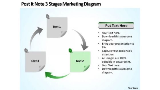 Post It Note 3 Stages Marketing Diagram Pp Model Business Plan PowerPoint Templates