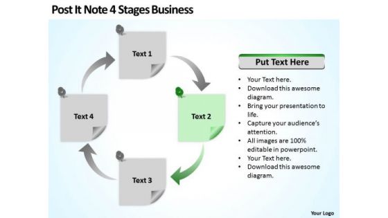 Post It Note 4 Stages Business Ppt How To Form Plan PowerPoint Templates