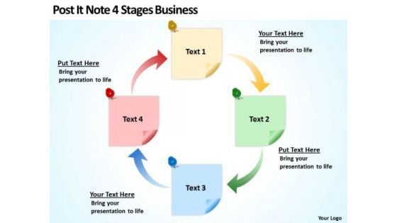 Post It Note 4 Stages Business Ppt How To Make Plan PowerPoint Slides