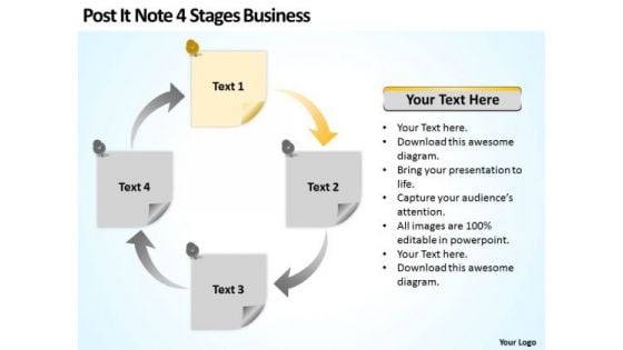 Post It Note 4 Stages Business Ppt Sample Proposal PowerPoint Slides