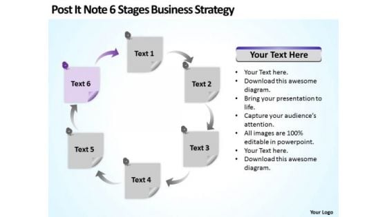 Post It Note 6 Stages Business Development Strategy Ppt Plan PowerPoint Templates