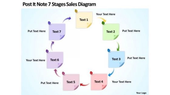 Post It Note 7 Stages Sales Diagram Ppt Business Plan PowerPoint Templates