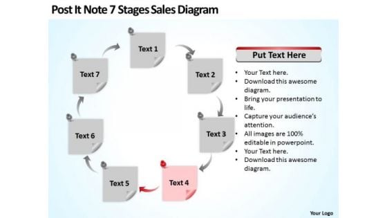 Post It Note 7 Stages Sales Diagram Ppt Realtor Business Plan PowerPoint Slides