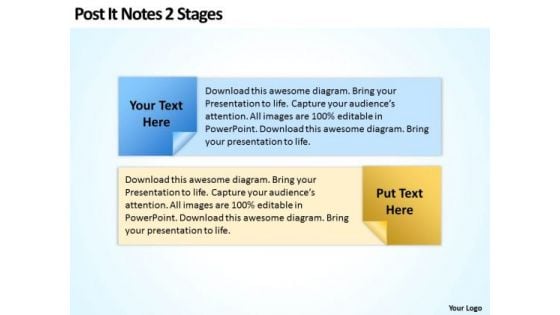 Post It Notes 2 Stages Ppt Marketing Plan For Small Business PowerPoint Slides