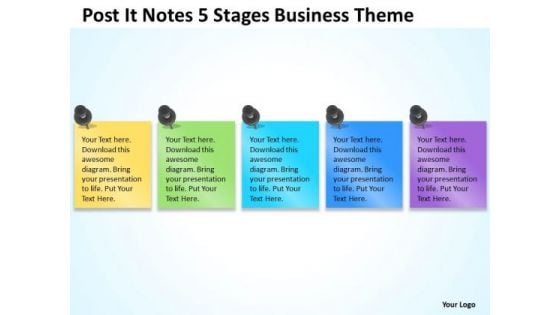 Post It Notes 5 Stages Business Theme Ppt Templates For Plans PowerPoint Slides