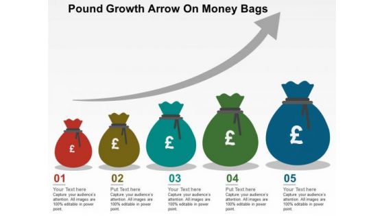 Pound Growth Arrow On Money Bags PowerPoint Templates