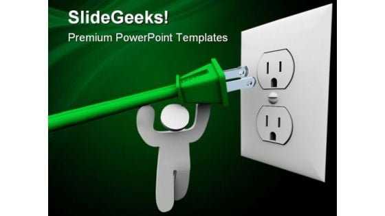 Power Plug Green Energy Metaphor PowerPoint Backgrounds And Templates 1210