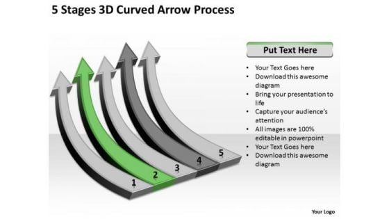 Power Point Arrow 5 Stages 3d Curved Process PowerPoint Templates