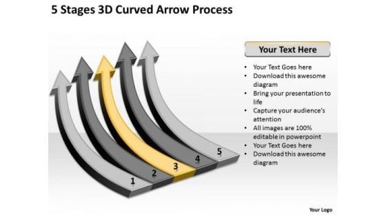 Power Point Arrows 5 Stages 3d Curved Process Ppt PowerPoint Slides