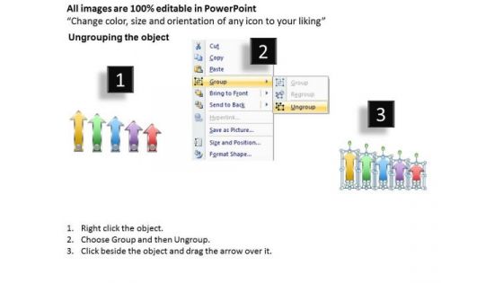PowerPoint Arrow Shapes Colorful Parallel Process 5 Stages Slides