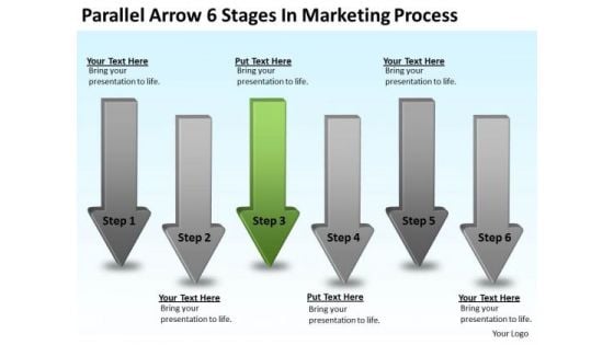 PowerPoint Arrow Stages Marketing Process Templates Backgrounds For Slides