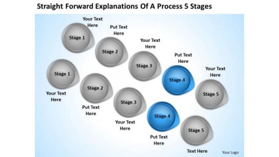 PowerPoint Arrow Straight Forward Explanations Of Process 5 Stages Template
