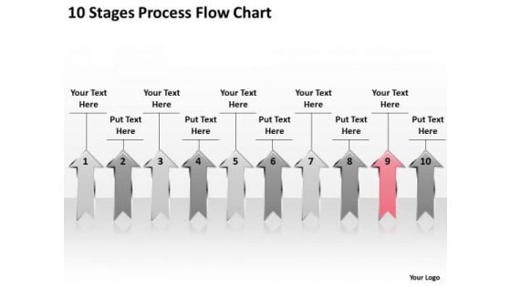 PowerPoint Arrows 10 Stages Process Flow Chart Ppt 9 Slides