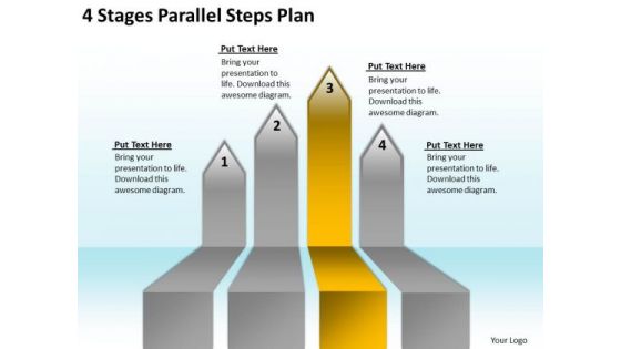 PowerPoint Arrows 4 Stages Parallel Steps Plan Slides