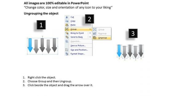 PowerPoint Arrows 5 Stages Parallel Staggered Process Templates