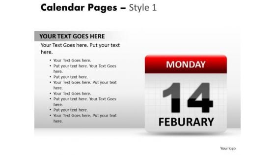 PowerPoint Backgrounds Calendar 14 Feburary Graphic Ppt Design Slides