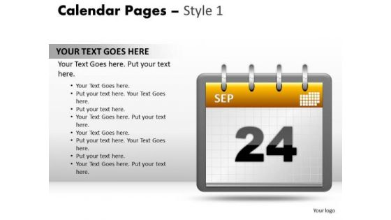 PowerPoint Backgrounds Calendar 24 Sep Growth Ppt Templates