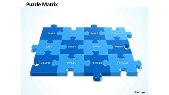 PowerPoint Backgrounds Chart 4x3 Rectangular Jigsaw Puzzle Matrix Ppt Design