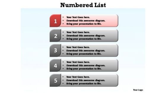 PowerPoint Backgrounds Chart Numbered List Ppt Design