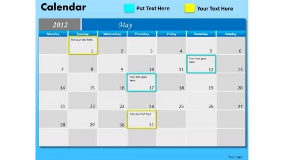 PowerPoint Backgrounds Corporate Teamwork May Calendar 2012 Ppt Process