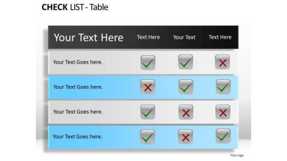 PowerPoint Backgrounds Diagram Check List Table Ppt Slide