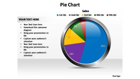 PowerPoint Backgrounds Growth Glossy Pie Chart Ppt Design Slides