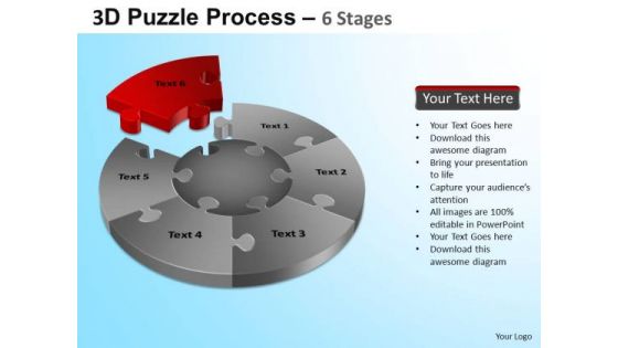 PowerPoint Backgrounds Process Jigsaw Pie Chart Ppt Design Slides