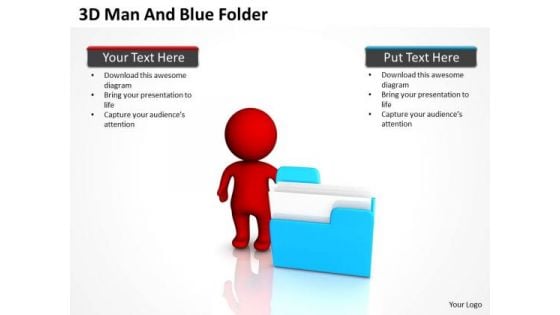 PowerPoint Business 3d Man And Blue Folder Slides