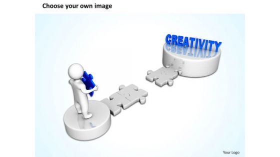PowerPoint Business 3d Man And Puzzle With Creativity Slides