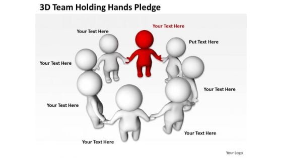 PowerPoint Business 3d Team Holding Hands Pledge Templates