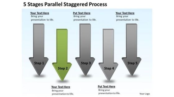 PowerPoint Circular Arrows 5 Stages Parallel Staggered Process Templates