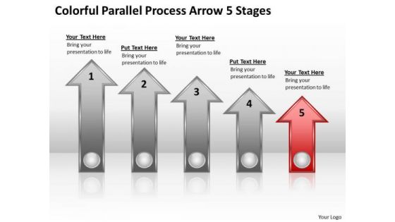 PowerPoint Circular Arrows Colorful Parallel Process 5 Stages Ppt Templates