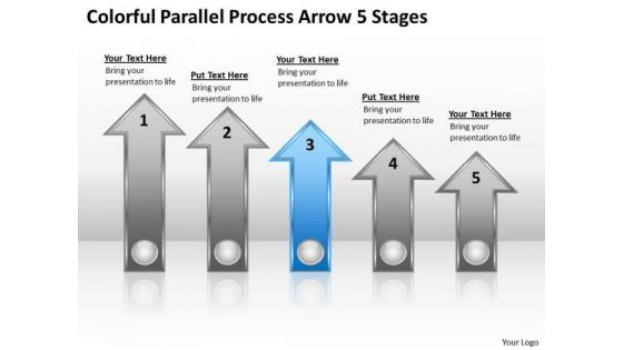 PowerPoint Circular Arrows Colorful Parallel Process 5 Stages Template