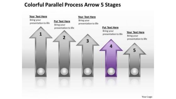 PowerPoint Circular Arrows Colorful Parallel Process 5 Stages Templates