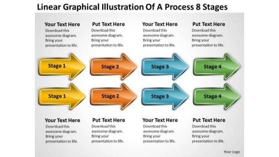 PowerPoint Circular Arrows Linear Graphical Illustration Of Process 8 Stages Templates