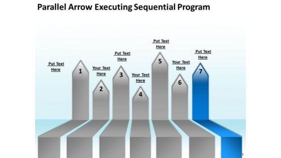 PowerPoint Circular Arrows Parallel Executing Sequential Program Slides