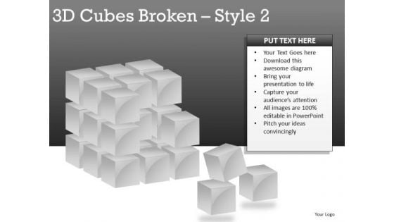 PowerPoint Clipart 3d Cube Broken PowerPoint Slides And Ppt Diagram Templates