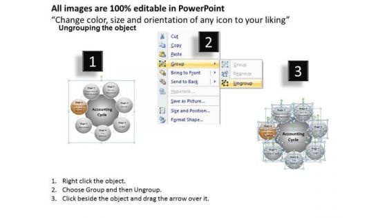 PowerPoint Cycle Diagram With Spherical Text Boxes Ppt Slides