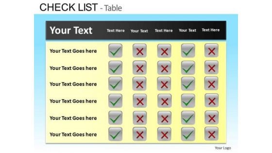 PowerPoint Design Business Success Check List Table Ppt Designs